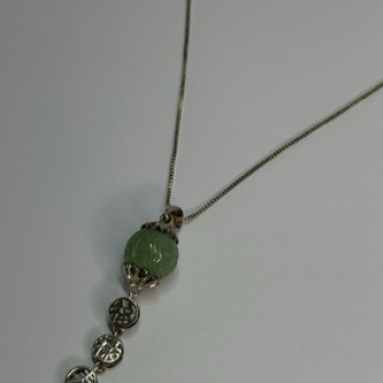 925 Sterling Silver Jadeite Necklace Length 18 Inch