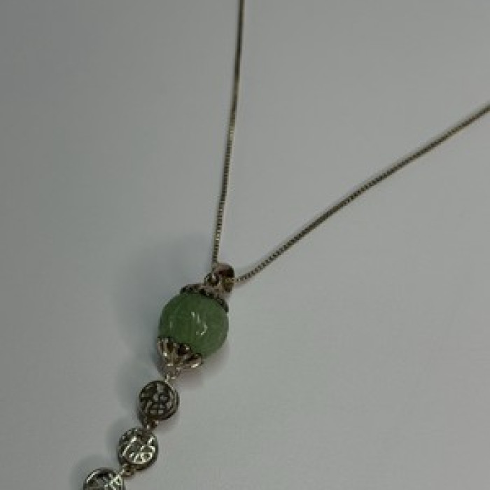 925 Sterling Silver Jadeite Necklace Length 18 Inch