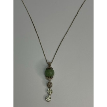 925 Sterling Silver Jadeite Necklace Length 18 Inch