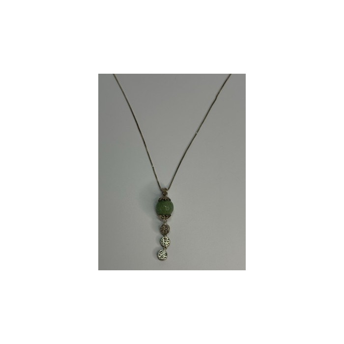 925 Sterling Silver Jadeite Necklace Length 18 Inch