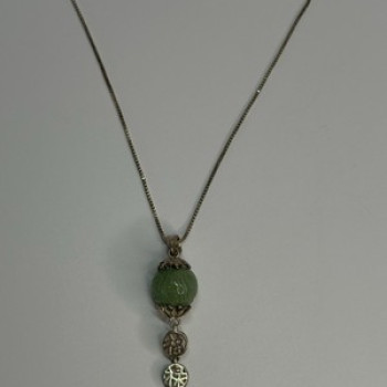 925 Sterling Silver Jadeite Necklace Length 18 Inch