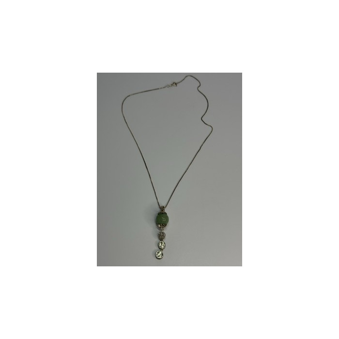 925 Sterling Silver Jadeite Necklace Length 18 Inch