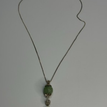925 Sterling Silver Jadeite Necklace Length 18 Inch