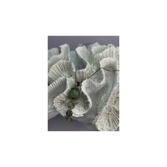 925 Sterling Silver Jadeite Necklace Length 18 Inch