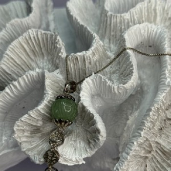 925 Sterling Silver Jadeite Necklace Length 18 Inch