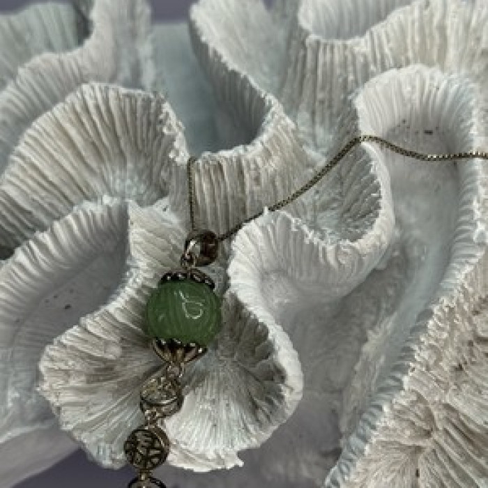 925 Sterling Silver Jadeite Necklace Length 18 Inch