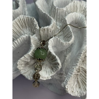 925 Sterling Silver Jadeite Necklace Length 18 Inch