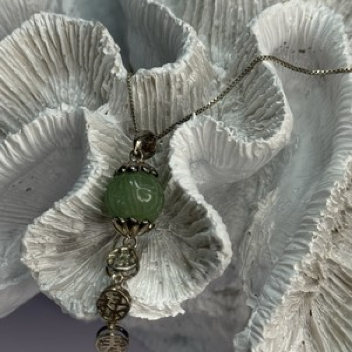 925 Sterling Silver Jadeite Necklace Length 18 Inch
