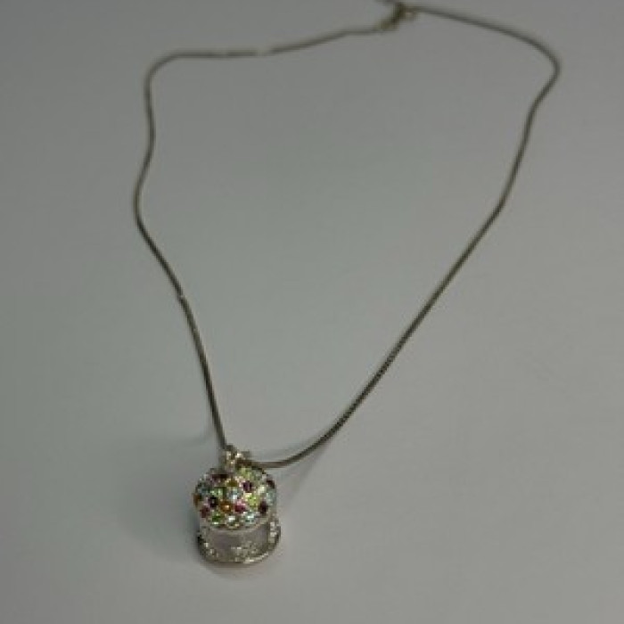 925 Sterling Silver Multi-Color CZ Merry-Go-Round Pendant Necklace Length 18/16