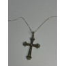 925 Sterling Silver Diamond Cross Necklace Length 30 Inch