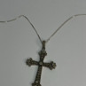 925 Sterling Silver Diamond Cross Necklace Length 30 In