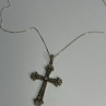 925 Sterling Silver Diamond Cross Necklace Length 30 In