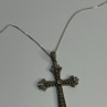 925 Sterling Silver Diamond Cross Necklace Length 30 In
