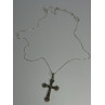 925 Sterling Silver Diamond Cross Necklace Length 30 Inch