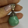 Vintage 925 Sterling Silver Malachite Pendant Length 2 Inch