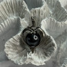 925 Sterling Silver Hematite Heart Pendant Length 1.1 Inch