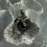 925 Sterling Silver Hematite Heart Pendant Length 1.1 Inch