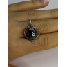 925 Sterling Silver Hematite Heart Pendant Length 1.1 Inch