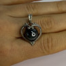 925 Sterling Silver Hematite Heart Pendant Length 1.1 Inch
