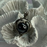 925 Sterling Silver Hematite Heart Pendant Length 1.1 Inch