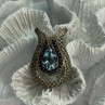 925 Sterling Silver 18k Yellow Gold Topaz & Sapphire Pendant Length 1.3 Inch
