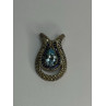 925 Sterling Silver 18k Yellow Gold Topaz & Sapphire Pendant Length 1.3 Inch