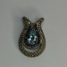 925 Sterling Silver 18k Yellow Gold Topaz & Sapphire Pendant Length 1.3 Inch