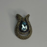 925 Sterling Silver 18k Yellow Gold Topaz & Sapphire Pendant Length 1.3 Inch