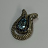 925 Sterling Silver 18k Yellow Gold Topaz & Sapphire Pendant Length 1.3 Inch