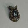 925 Sterling Silver 18k Yellow Gold Topaz & Sapphire Pendant Length 1.3 Inch