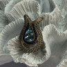 925 Sterling Silver 18k Yellow Gold Topaz & Sapphire Pendant Length 1.3 Inch