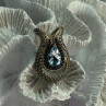 925 Sterling Silver 18k Yellow Gold Topaz & Sapphire Pendant Length 1.3 Inch