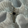 925 Sterling Silver Garnet Heart Cross Length 1.2 Inch