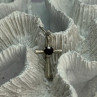 925 Sterling Silver Garnet Heart Cross Length 1.2 Inch