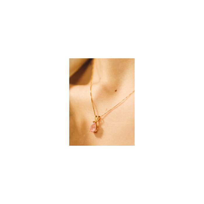 14 K YELLOW GOLD MORGANITE CHAIN WITH PENDANT
