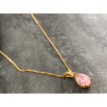 14 K YELLOW GOLD MORGANITE CHAIN WITH PENDANT