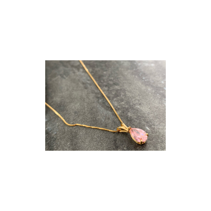14 K YELLOW GOLD MORGANITE CHAIN WITH PENDANT