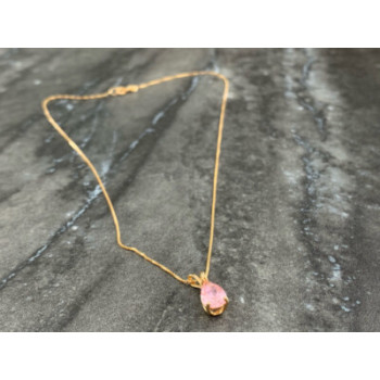14 K YELLOW GOLD MORGANITE CHAIN WITH PENDANT