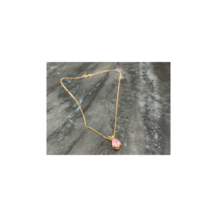 14 K YELLOW GOLD MORGANITE CHAIN WITH PENDANT