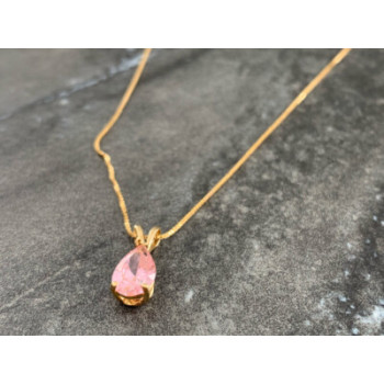 14 K YELLOW GOLD MORGANITE CHAIN WITH PENDANT