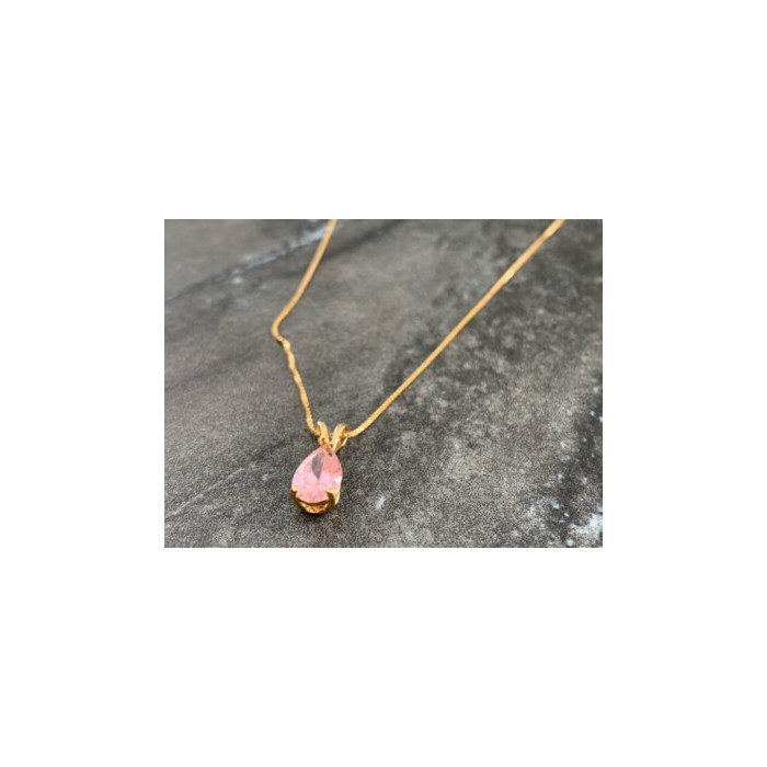 14 K YELLOW GOLD MORGANITE CHAIN WITH PENDANT