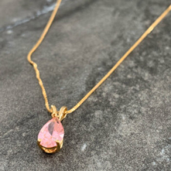 14 K Yellow Gold Morganite Chain With Pendant