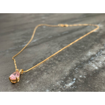 14 K YELLOW GOLD MORGANITE CHAIN WITH PENDANT