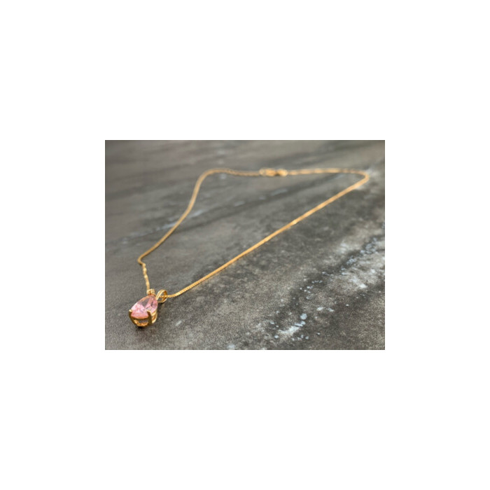 14 K YELLOW GOLD MORGANITE CHAIN WITH PENDANT