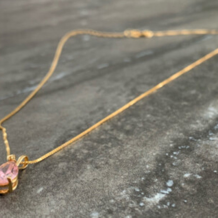 14 K Yellow Gold Morganite Chain With Pendant