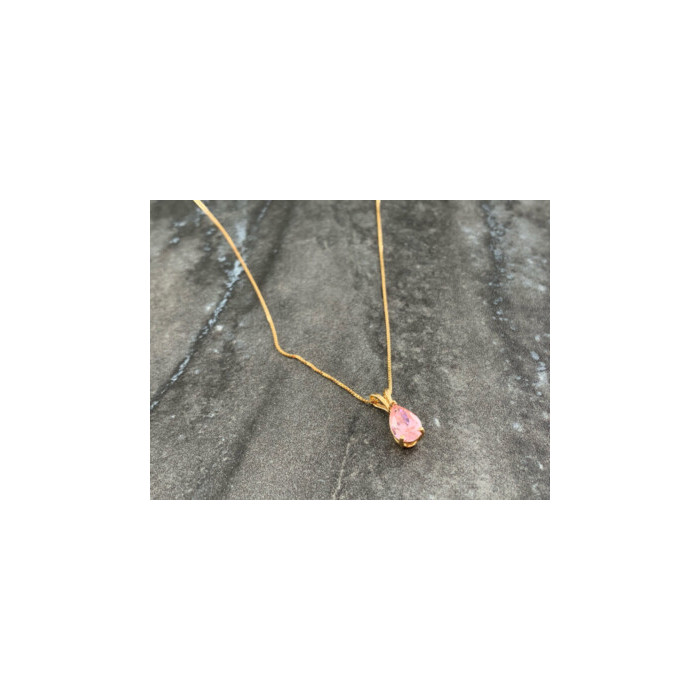 14 K YELLOW GOLD MORGANITE CHAIN WITH PENDANT