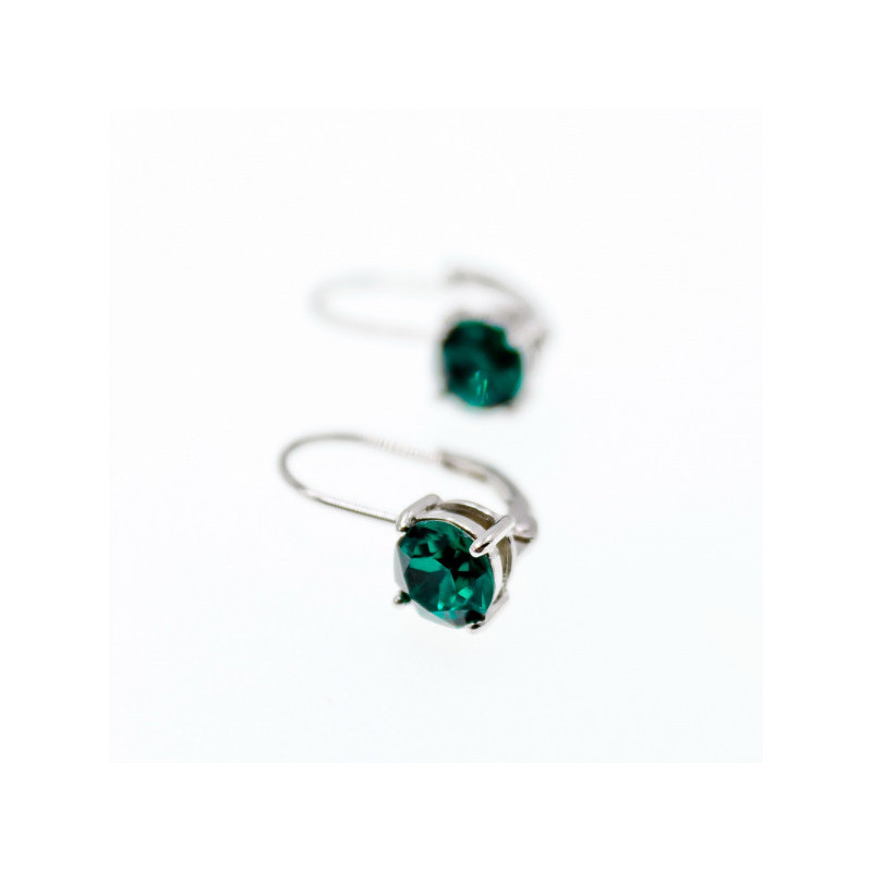 925 Sterling Silver Emerald Classic Earrings