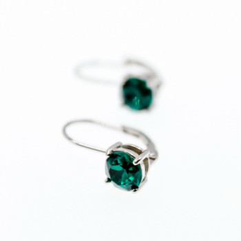 925 Sterling Silver Emerald Classic Earrings