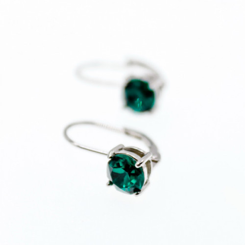 925 Sterling Silver Emerald Classic Earrings