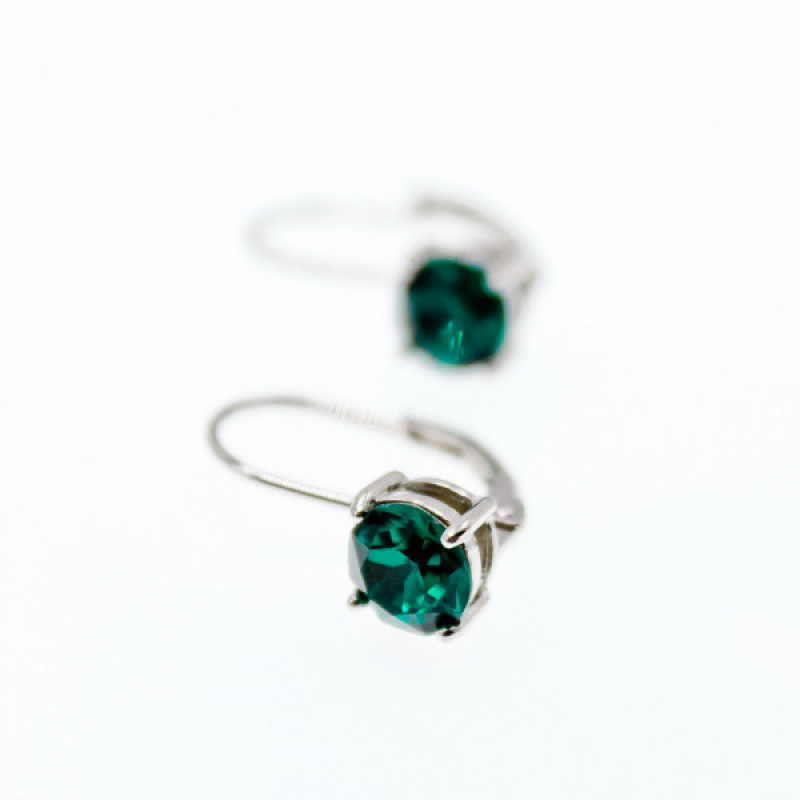 925 Sterling Silver Emerald Classic Earrings